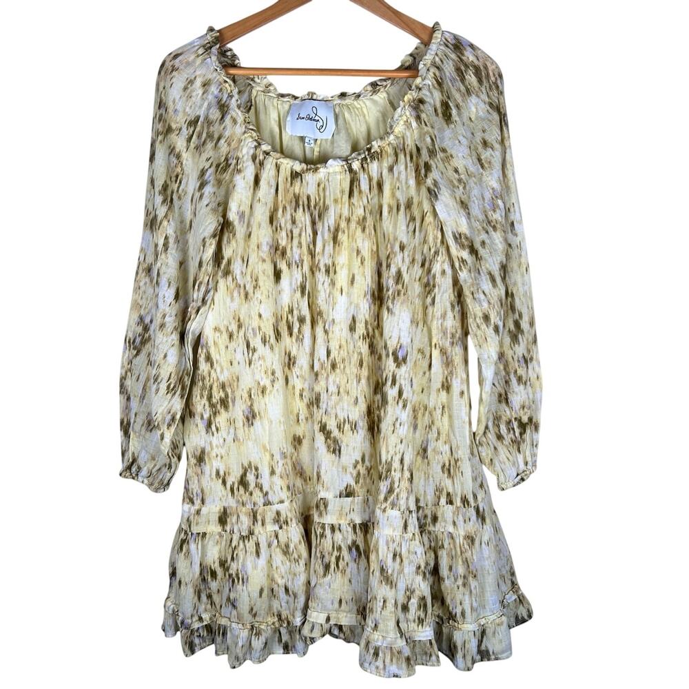 Sam Edelman Womens Rainey Yellow Ruffle Boho Mini Dress Small